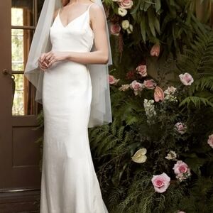 Lulu's forever type of love white stain mermaid silhouette wedding maxi dress